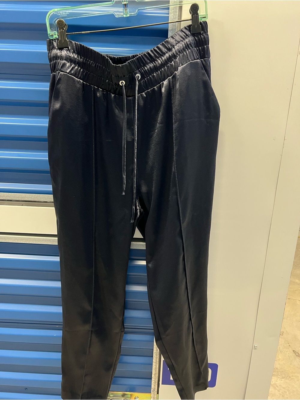 cinq a sept Navy Blue Satin-Look Drawstring Joggers